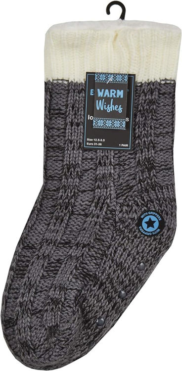 Picture of 42B679-Soft Sherpa Fleece Lined Fairisle Winter Cosy Slipper